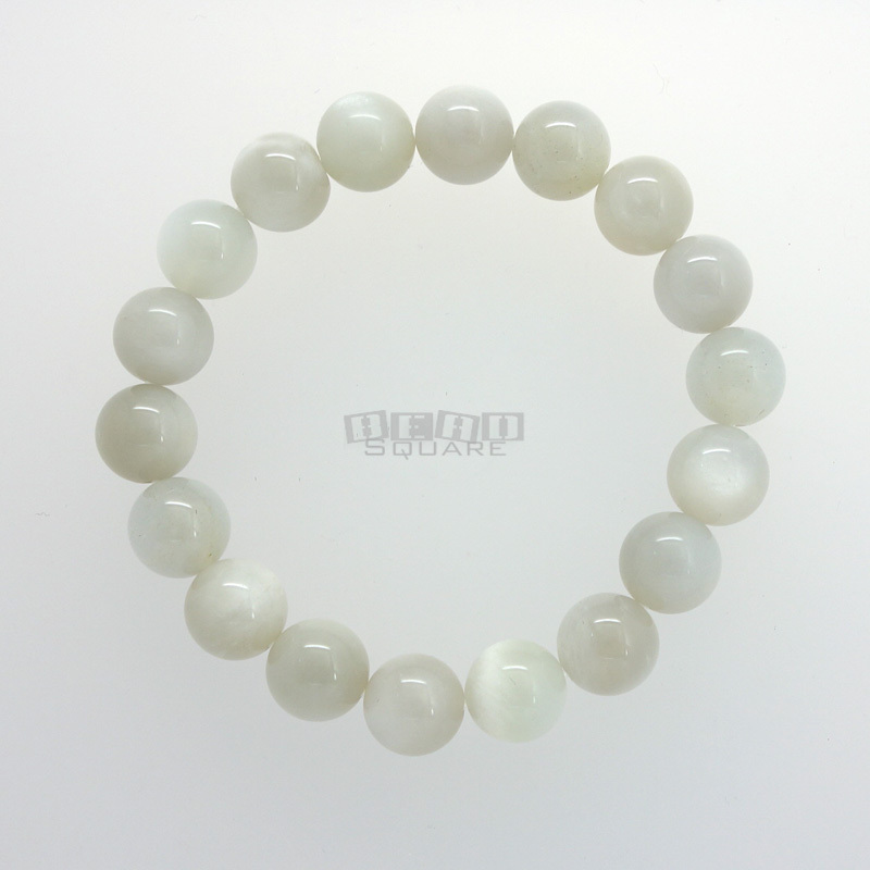 SALE Light Gray White Moonstone Round Beads/Stretch Bracelet ap. 11mm #19459
