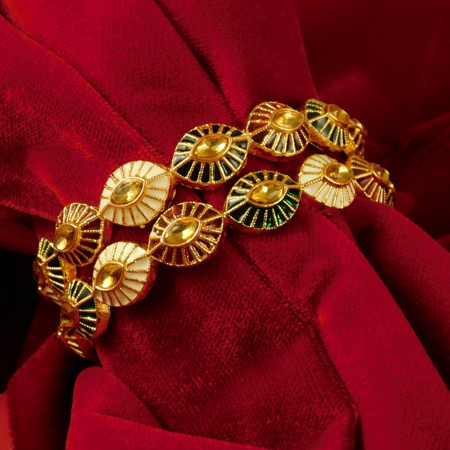 Bollywood Bridal 2 PCs Bangle Bracelet Set Women Traditional Fashion Jewelry