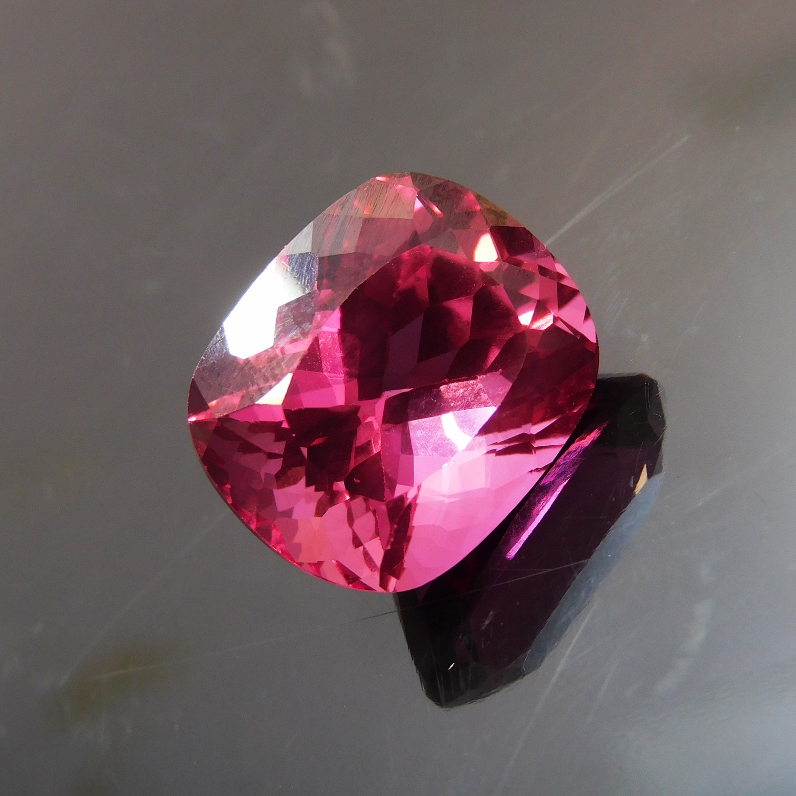 CERTIFIED Pink Cushion Cut 19.35 Ct Natural Tourmaline Enhanced Loose Gemstone