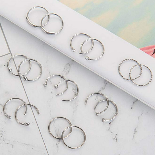 30Pcs Nose Rings Surgical Steel 20G Screw Pin Earring Lip Cartilage Tragus Studs