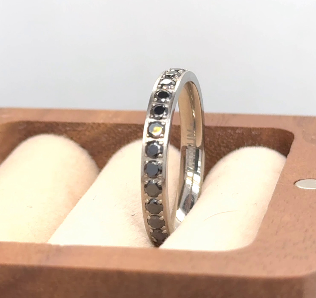Black CZ Inlay Pretty Ring Silver Titanium Engagement Ring Couple Ring Gifts