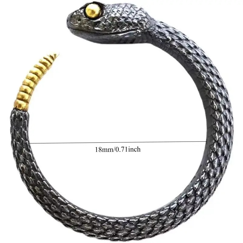 Rattle Snake Open Ring Jewelry Predator Animal Reptile Adjustable Resizable