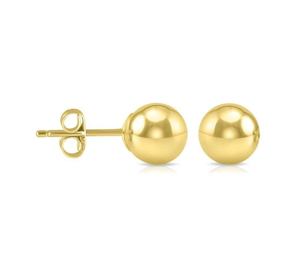 14K Solid Yellow/White Gold Ball Stud Earrings- Pure Gold 4MM Hypoallergenic NEW
