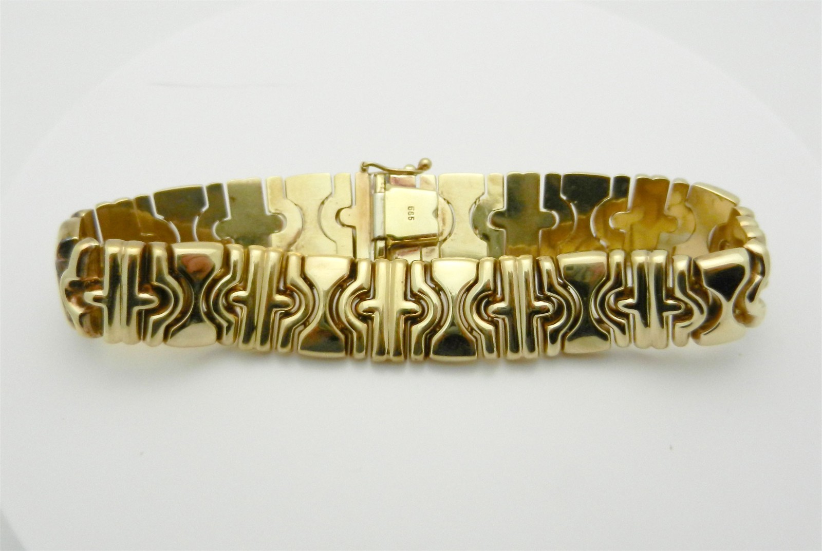 Beautiful 14k Yellow Gold FANCY Link Bracelet Made in Italy 7″ lg 28.5 grams