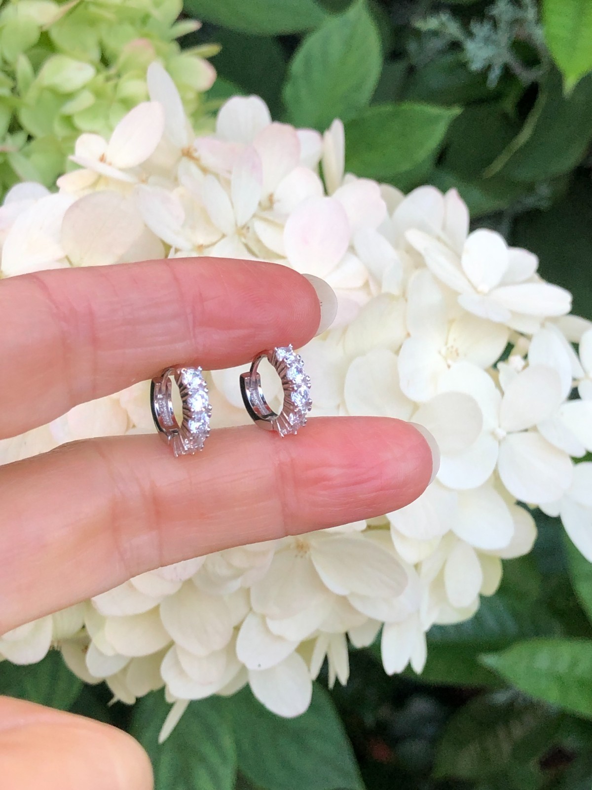 925 Sterling Silver CZ Huggie Hoop Earrings Tiny Hoops Women 10mm/7.8mm x2.8mm