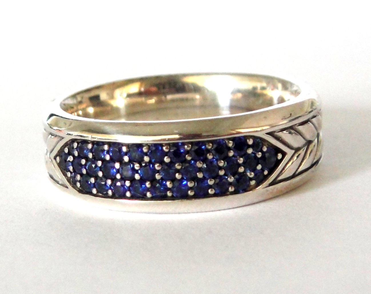 DAVID YURMAN SS CHEVRON BLUE SAPPHIRE RING
