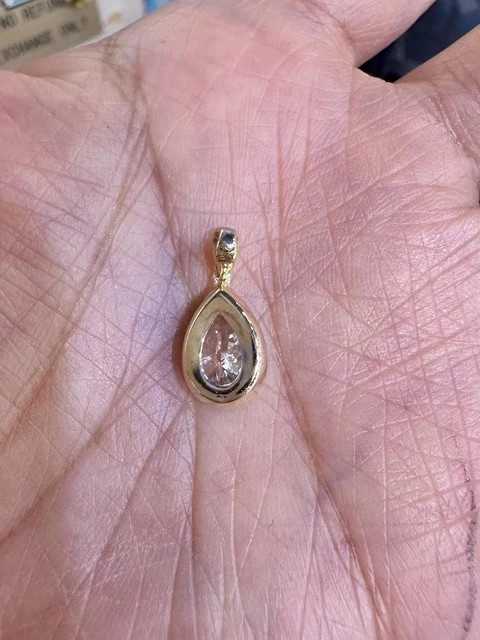 2Ct Pear Lab-Created Diamond Solitaire Pendant 14K Yellow Gold Plated 18″ Chain