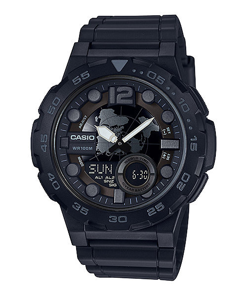 Casio AEQ100W-1BV, Telememo 30 Watch, 3 Alarms, Chronograph, 10 Year Battery