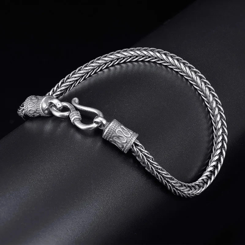 925 Sterling Silver Bangle Bracelet Chain Popular Vintage Bracelets Mens Gift
