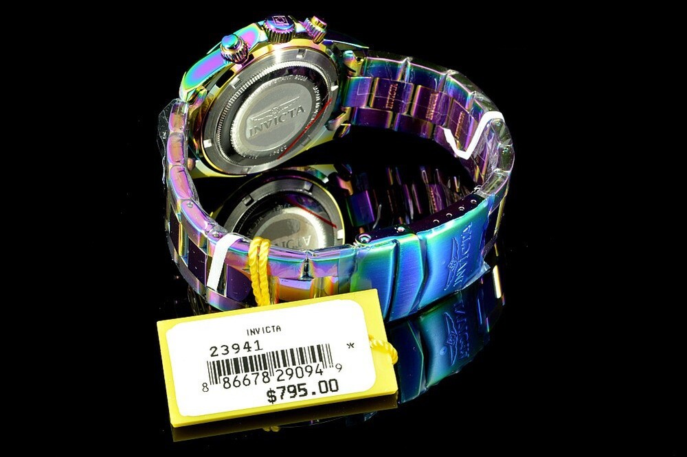 Invicta 40mm Speedway Chronograph Black Mother of Pearl Dial IRIDESCENT SS Watch