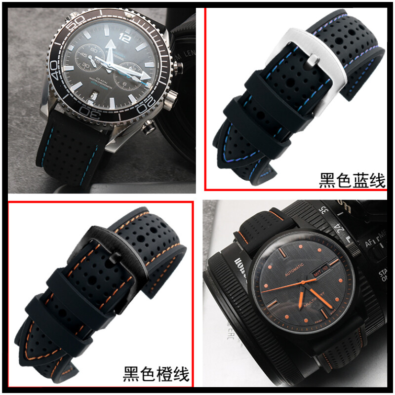 Universal Silicone Watch Band Strap Rubber Waterproof Men’s Black 19-24MM Hoop