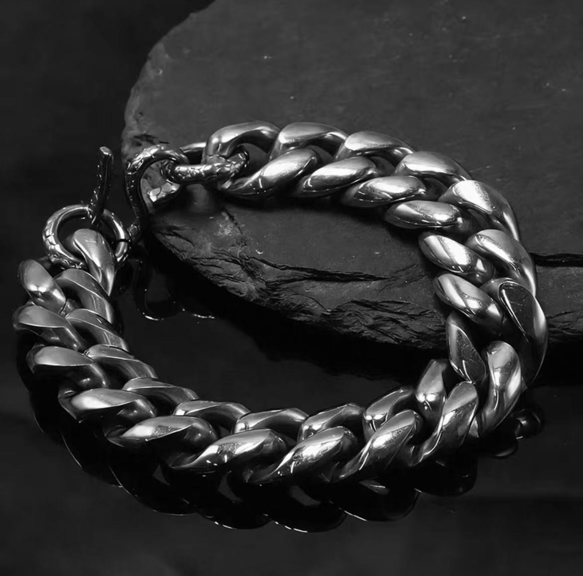 New Pure Titanium Cuban Link Bracelet 14mm Neutral Anti Allergy Fashion Hot Gift