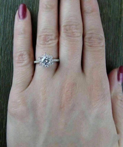2Ct Round Cut Lab Created Moissanite Engagement Ring 14K White Gold Plated