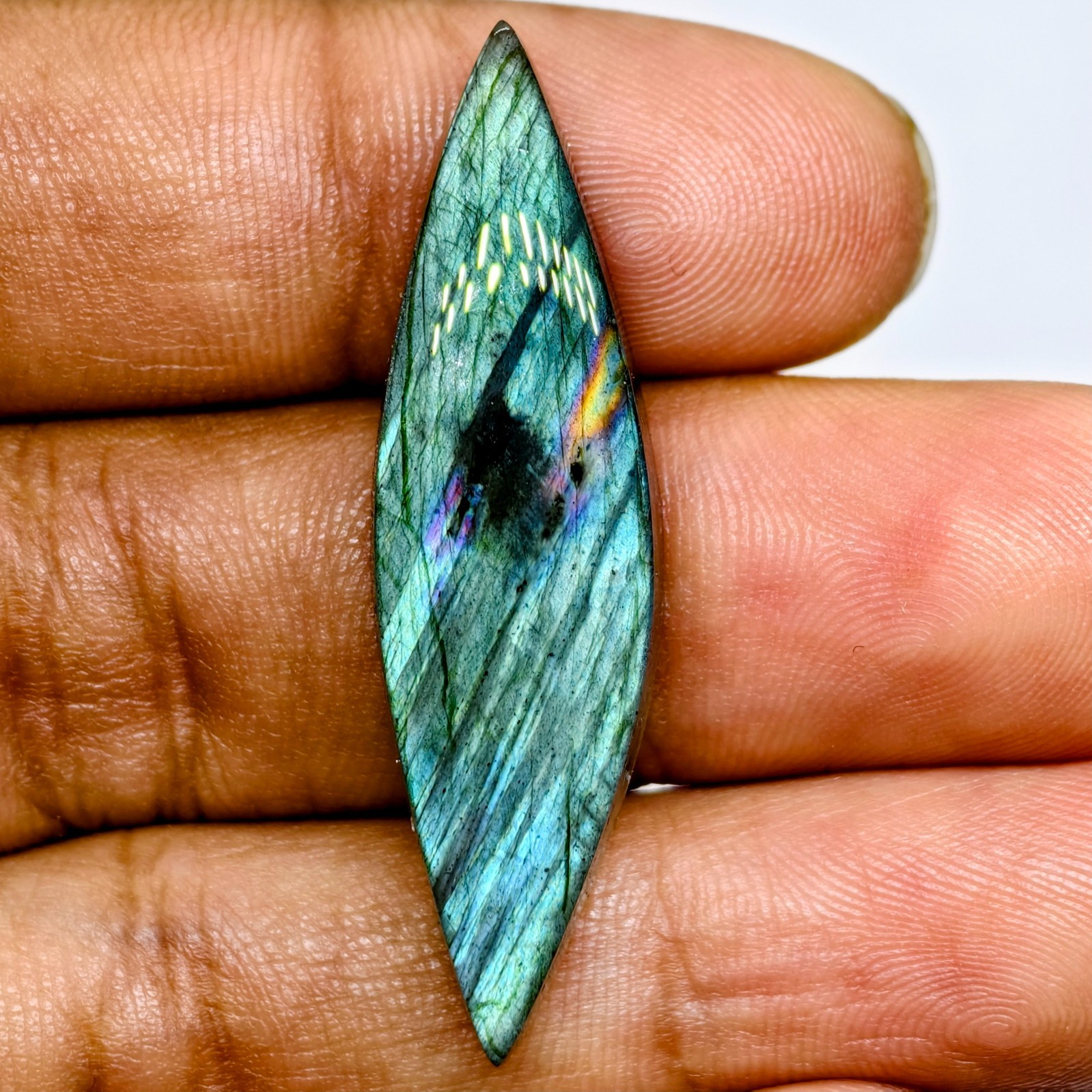 23 Cts Natural Labradorite Cabochon Gemstone For Jewelry 42.7×12.1×5.6 MM