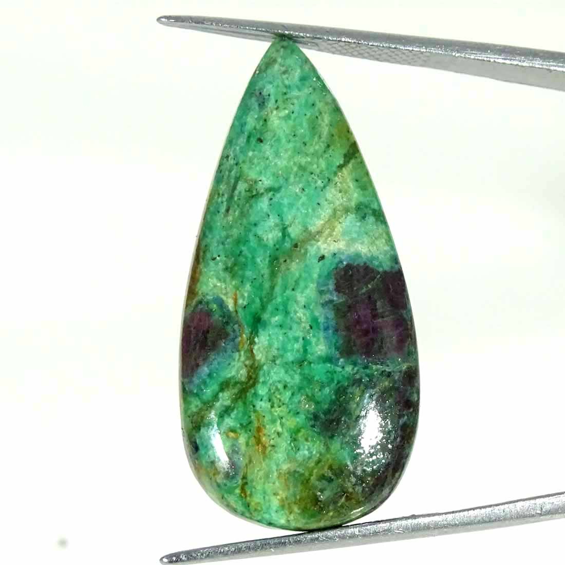 23.80Cts Natural Ruby in Fuchsite Pear Cabochon Loose Gemstone 16x34x5mm