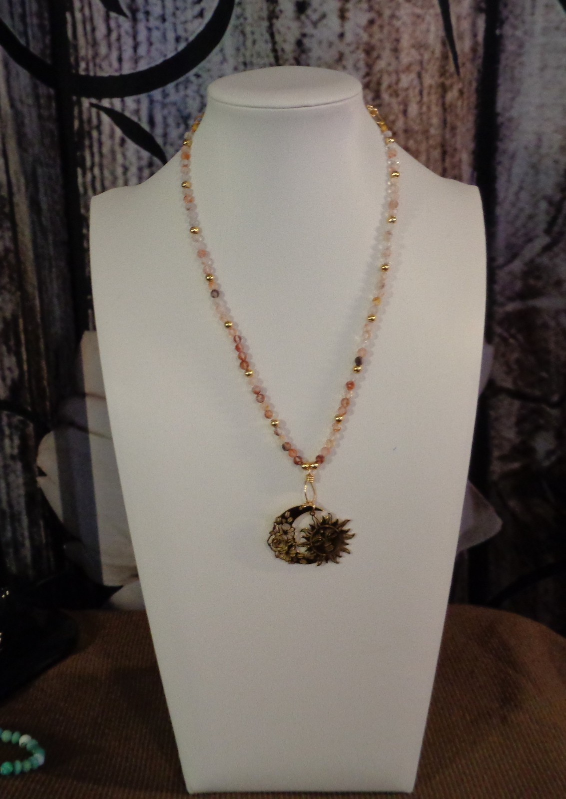 Artisan crafted,18”red rutilated quartz strand, hand knotted on silk, featuring