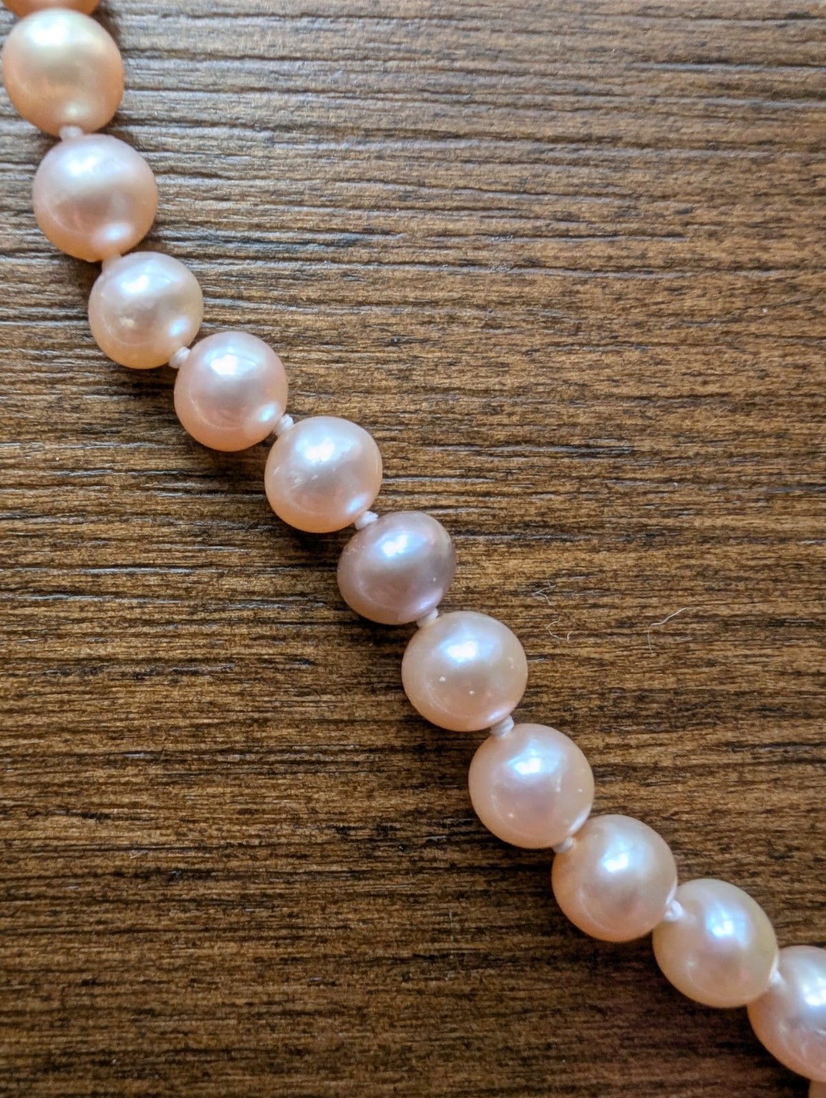 Jewelry Lot 50: Vintage Genuine Pink Pearl Necklace 14K Gold Clasp 17″ 70 Pearls
