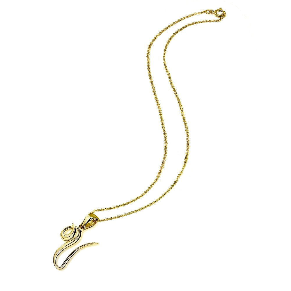 V Letter Initial Alphabet Personalized Gold Plated 925 Silver Pendant Necklace