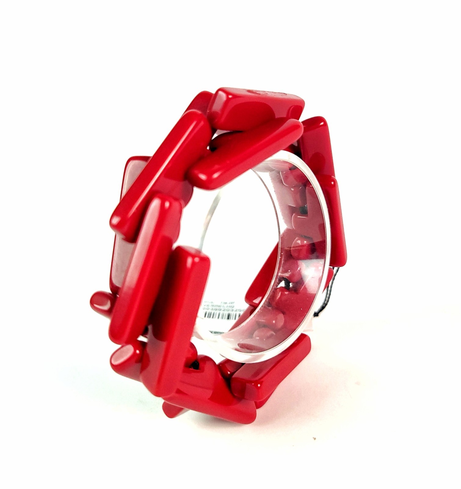 Sobral Neoconcretismo 1WJP Opaque Polished Red Beads Artist Made Stretch Bracele