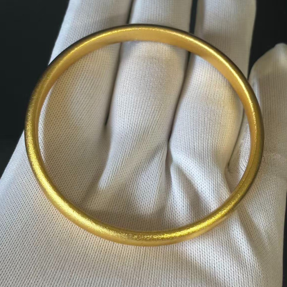 Golden Gold Tone Smooth Band Bangle Bracelet, 7.4-7.9 inch