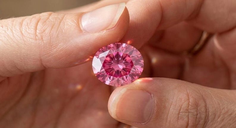 AAA 2 Ct Fancy Pink Color Oval Cut VVS1 Diamond premium Quality Gemston7x9 mm