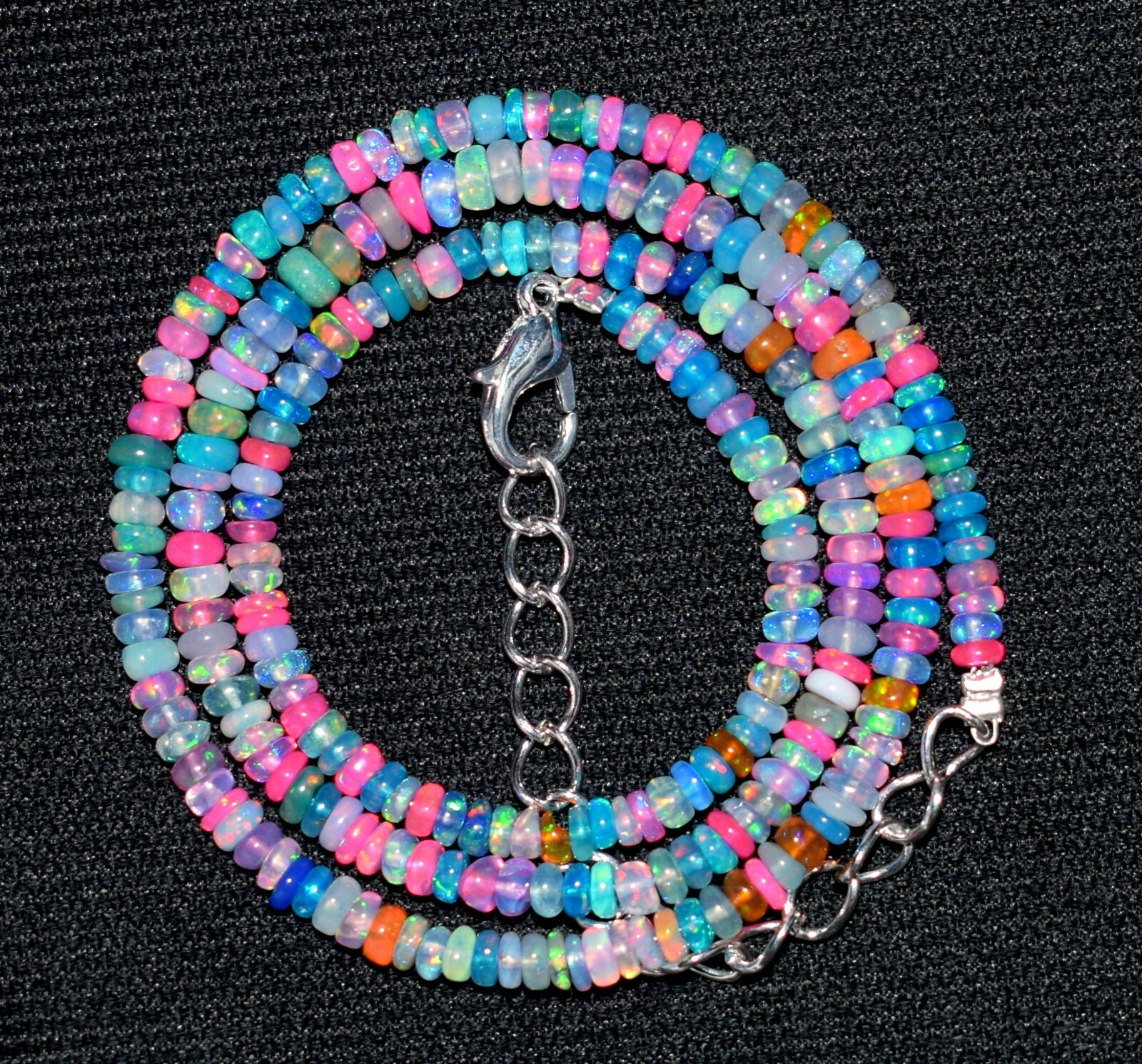 AAA+ Natural Ethiopian Opal Wello Fire Opal Gemstone Beads 16″Necklace F1870