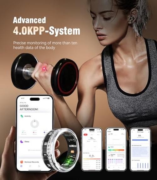 2026 Update Diamond Smart Ring and Wireless Charging Case 【Industry #12 Silver