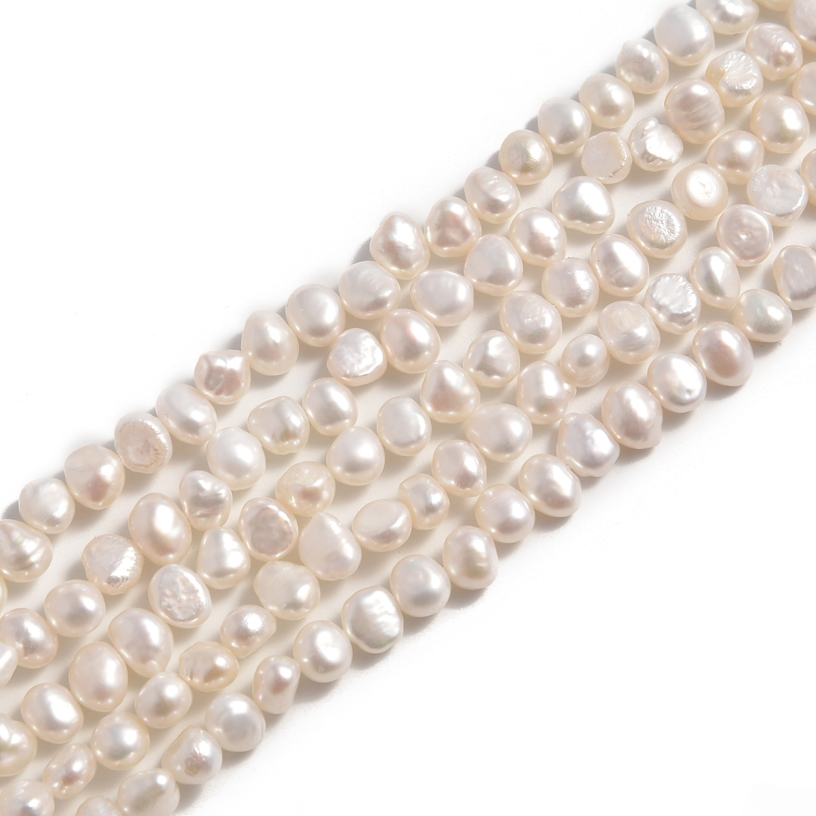 White Fresh Water Pearl Center Drill Nugget Beads 4mm 6mm 8mm 10mm 14″ Strand