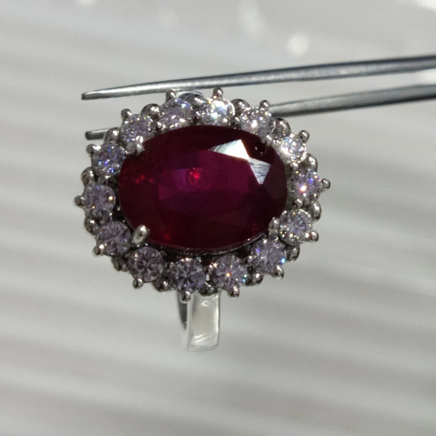 7.00 Ct Oval Cut Natural Ruby Diamond Engagement Ring 14K Solid White Gold 8