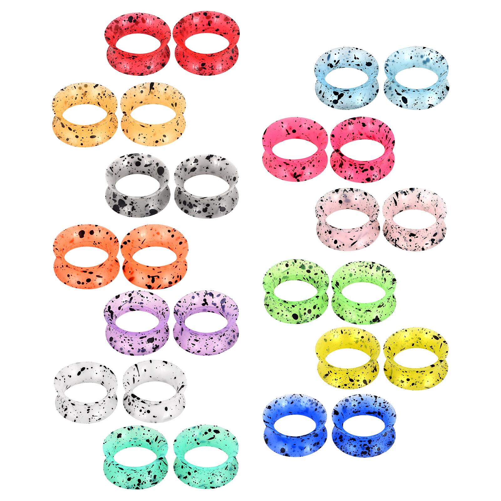 Soft Thin Silicone Double Flared Tunnels Ear Gauges Plugs Earskin 2g-3/4″ 1 Pair
