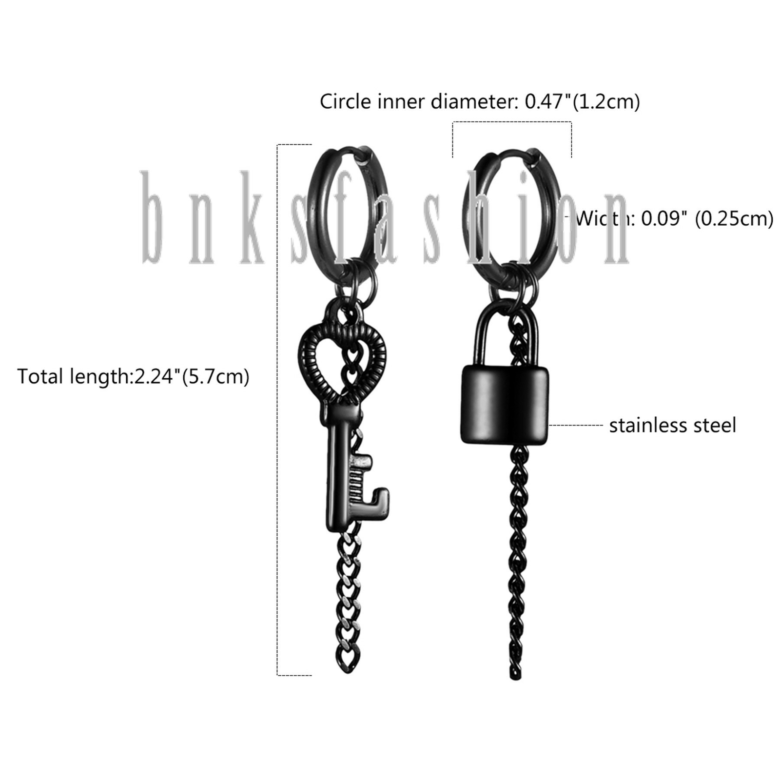 Key Lock Dangle Earrings Huggie Hoop Earrings Punk Tassel Chain Drop Earrings