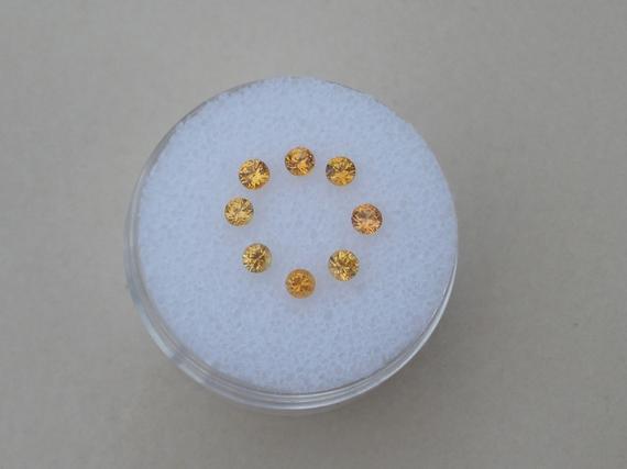 8 Orange Natural Sapphire Round Loose Faceted Gems 2.5mm each
