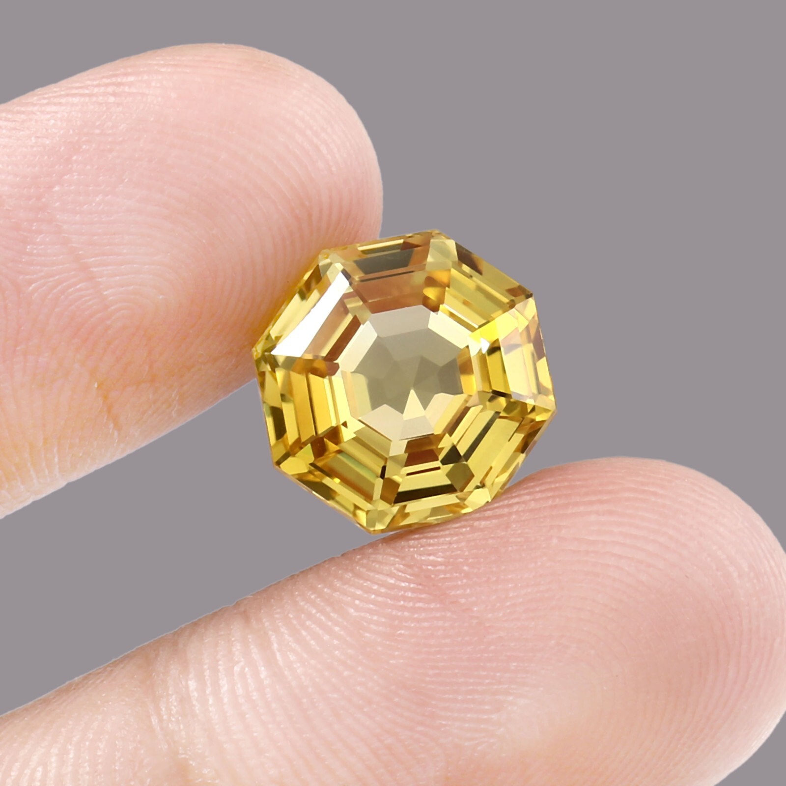 AAA Natural Flawless Ceylon Yellow Sapphire Loose Octagon Gemstone Cut 12×12 MM