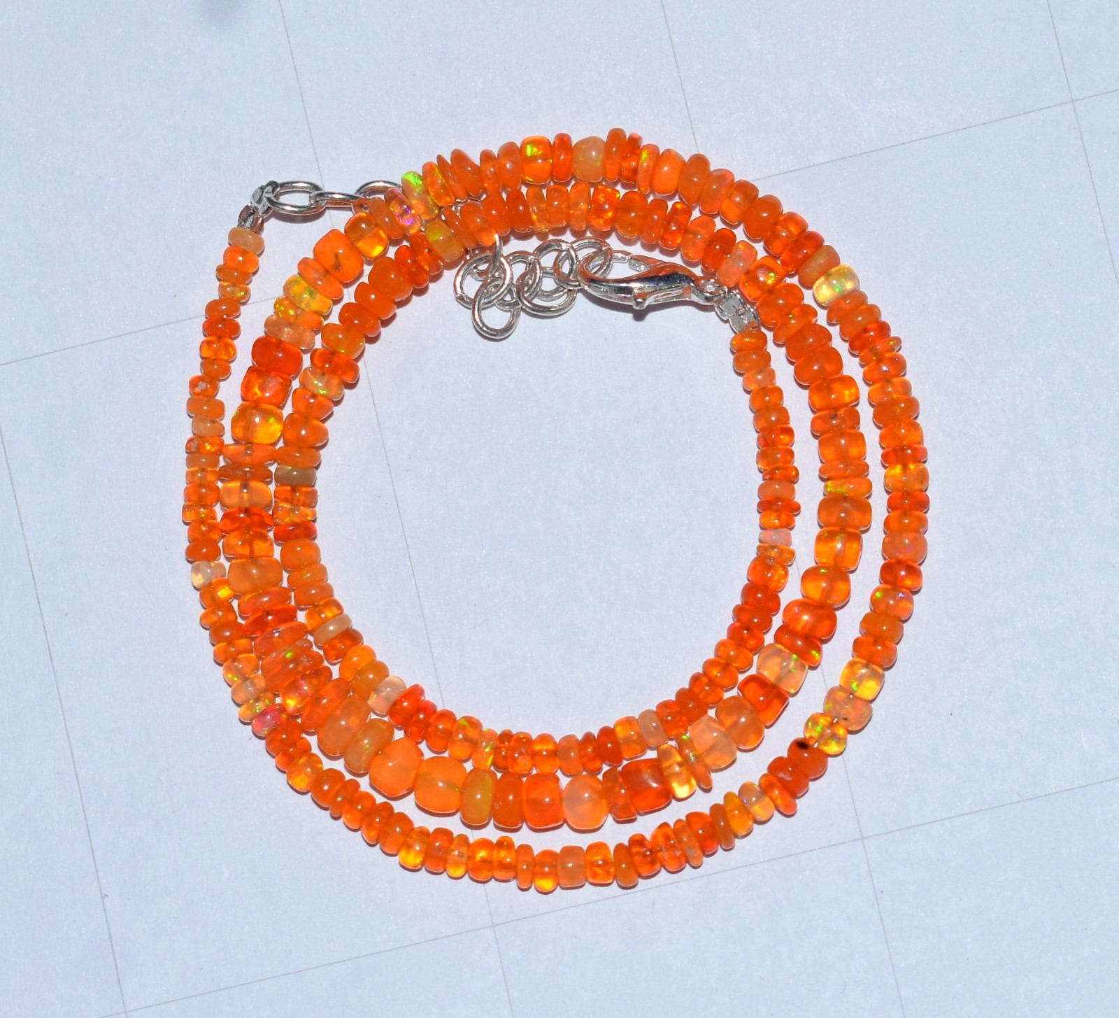 16″Natural Ethiopian Opal Wello Fire Opal Gemstone Bead Necklace m201