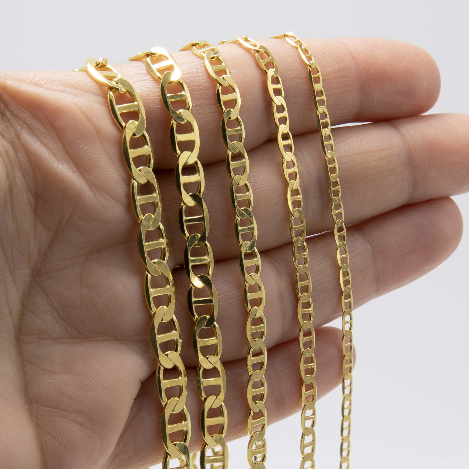 Mariner Link Chain Solid 14K Yellow Gold-Plated Silver 925 Italy All Sizes