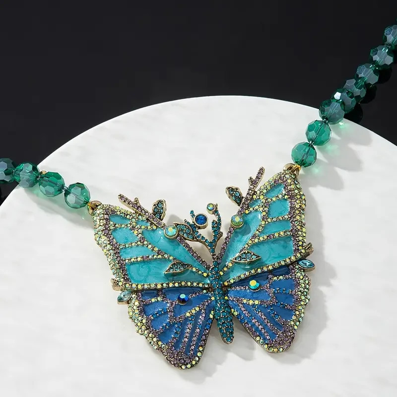 HEIDI DAUS signed “Madam Magnificence” Butterfly Necklace BLUE Aqua NWOT