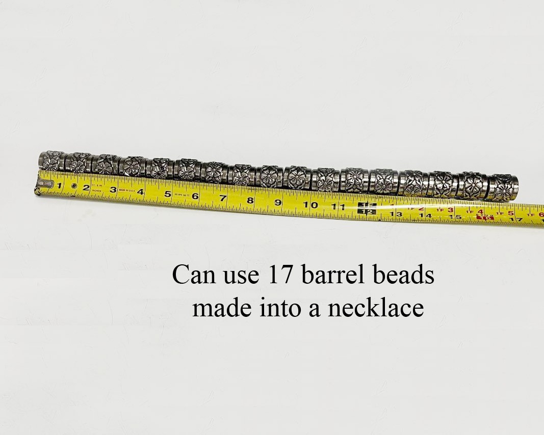 Silver Barrel Beads with daisy floral design good for Necklace & Bracelet