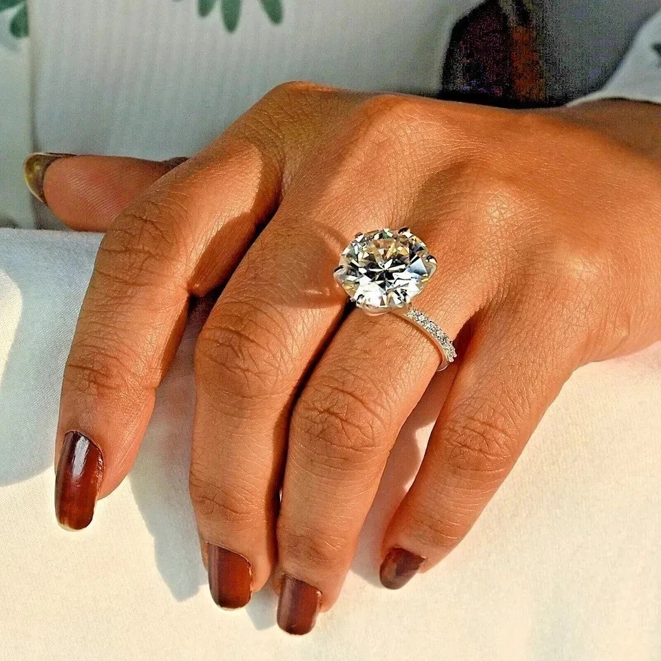 RARE Certified 12Ct White Diamond Solitaire Ring , Great Bling, Gift For Wedding