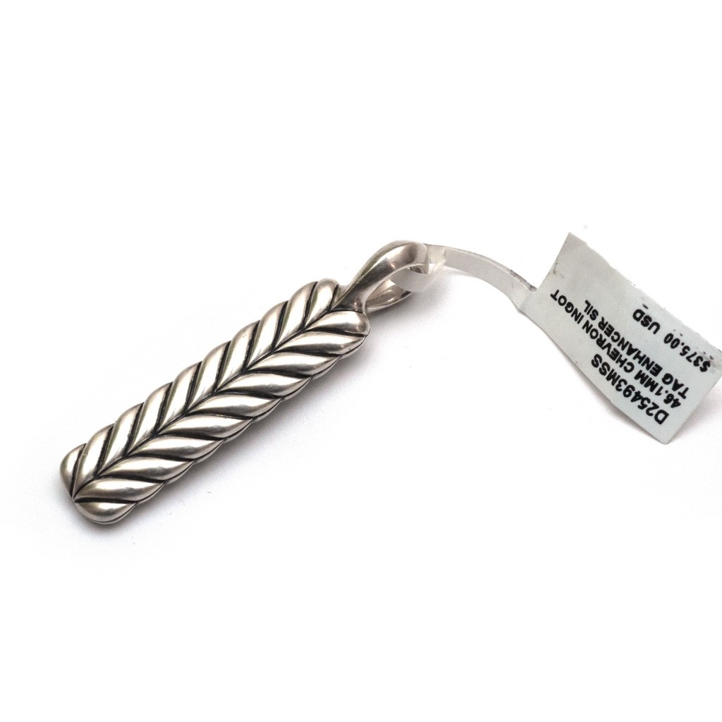 DAVID YURMAN Men’s Sterling Silver Chevron Ingot Tag Enhancer Authentic NEW
