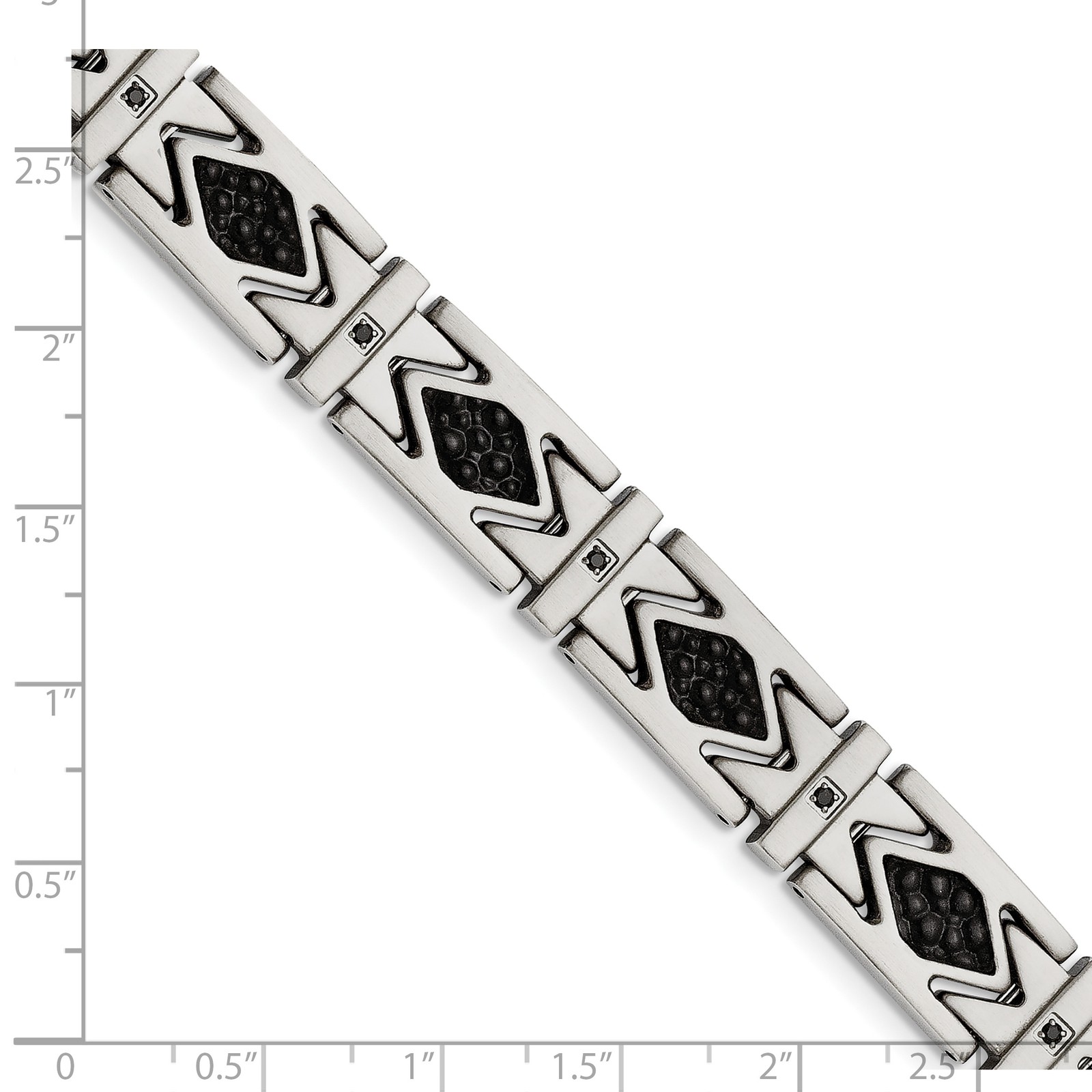 Chisel Stainless Steel Brushed with Stringray Textured Black Leather and Black C