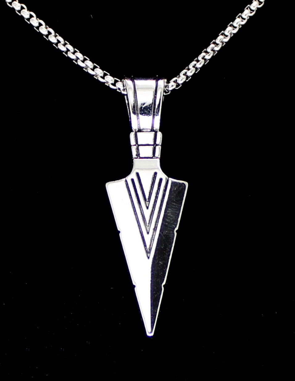 Arrow Head Silver Plated Pendant Necklace 24″ Round Box Stainless Steel Jewelry