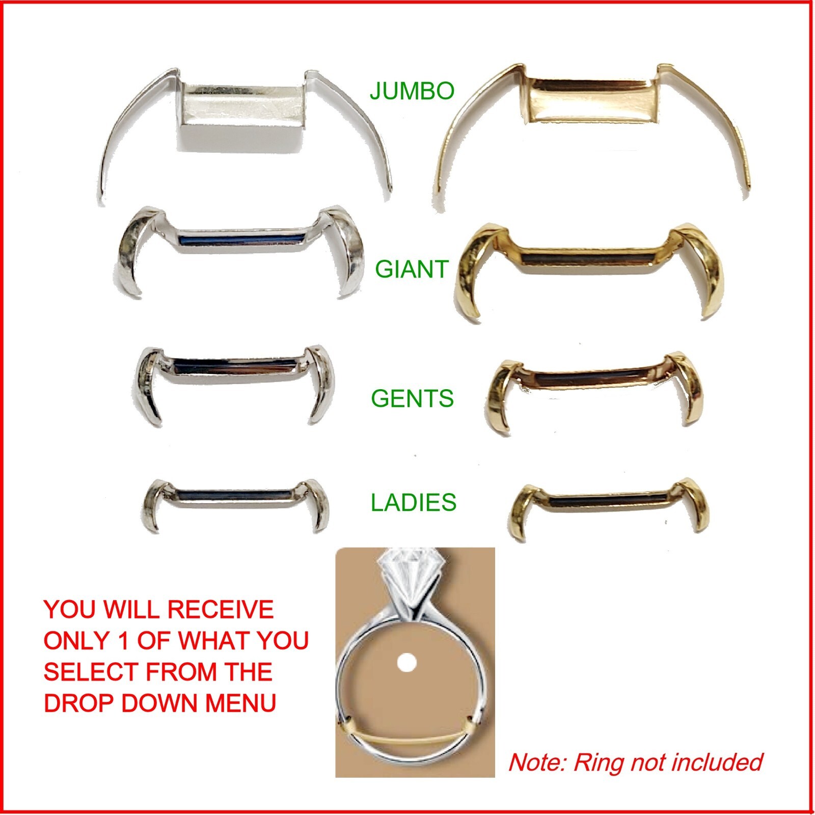 Ring Guards 14k gold filled Yellow White 4 sizes Adjust Resize any ring quickly