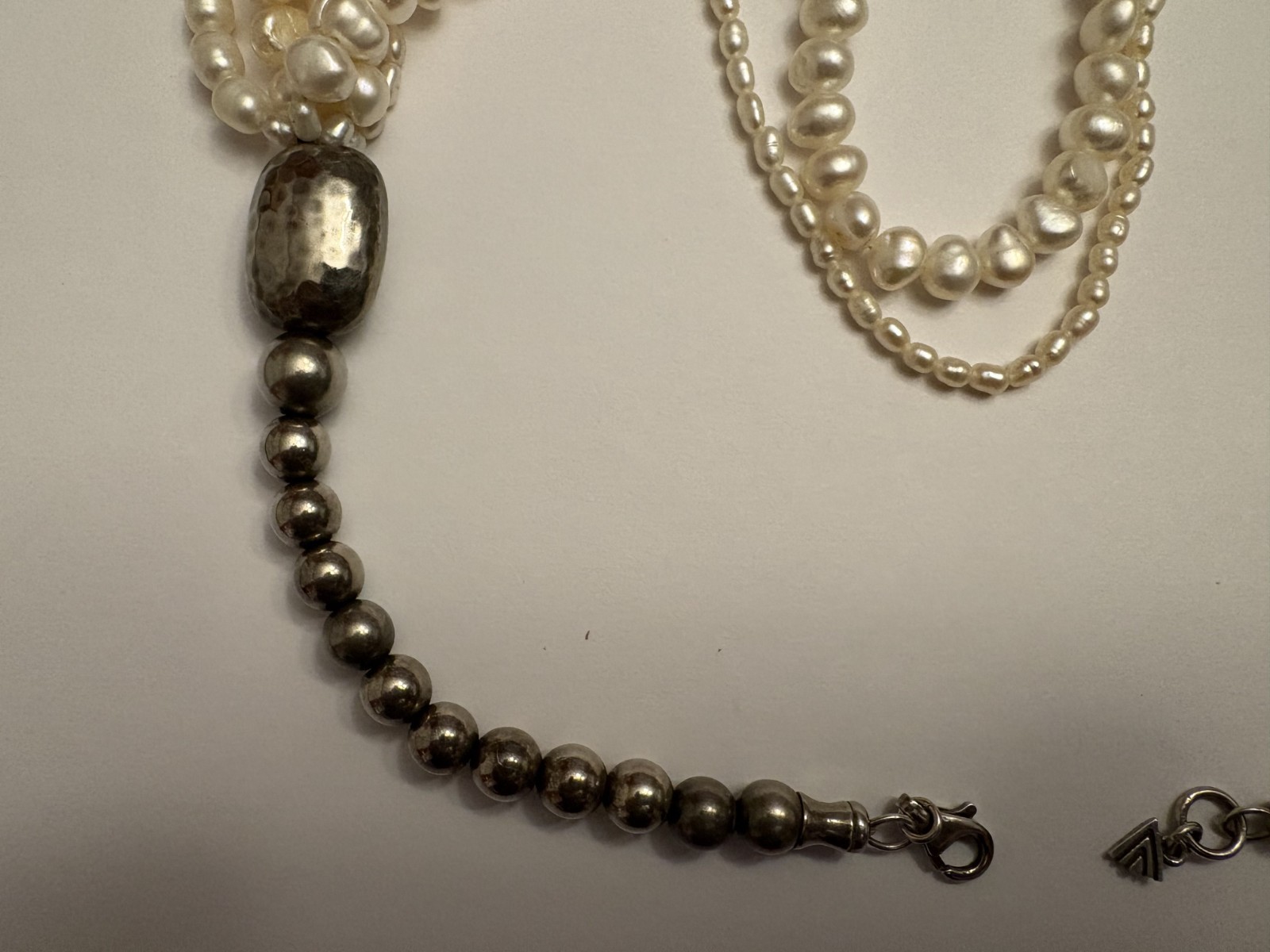 Silpada Multi Strand Fresh Water Pearl & Sterling Silver Bead Necklace