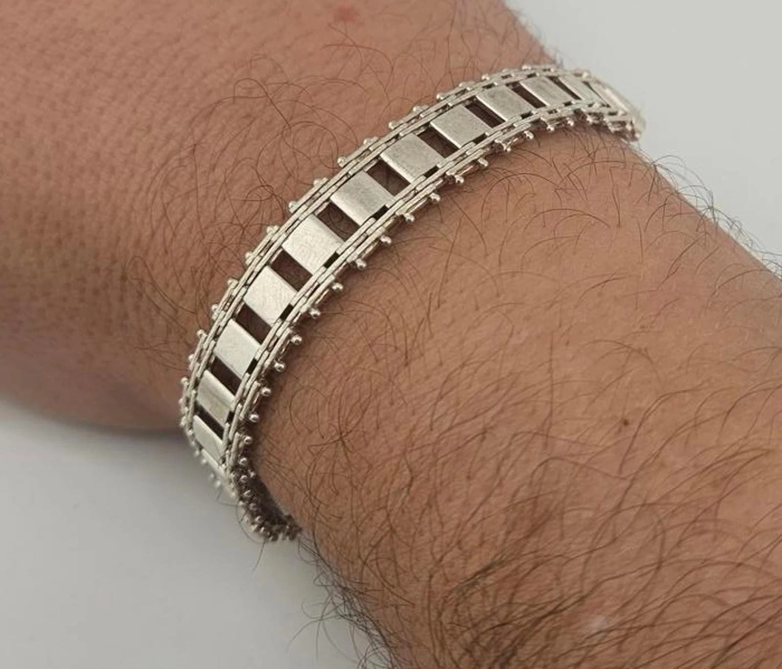 Solid Sterling Silver Unique Ladder Railroad Track Custom 7″ Bracelet