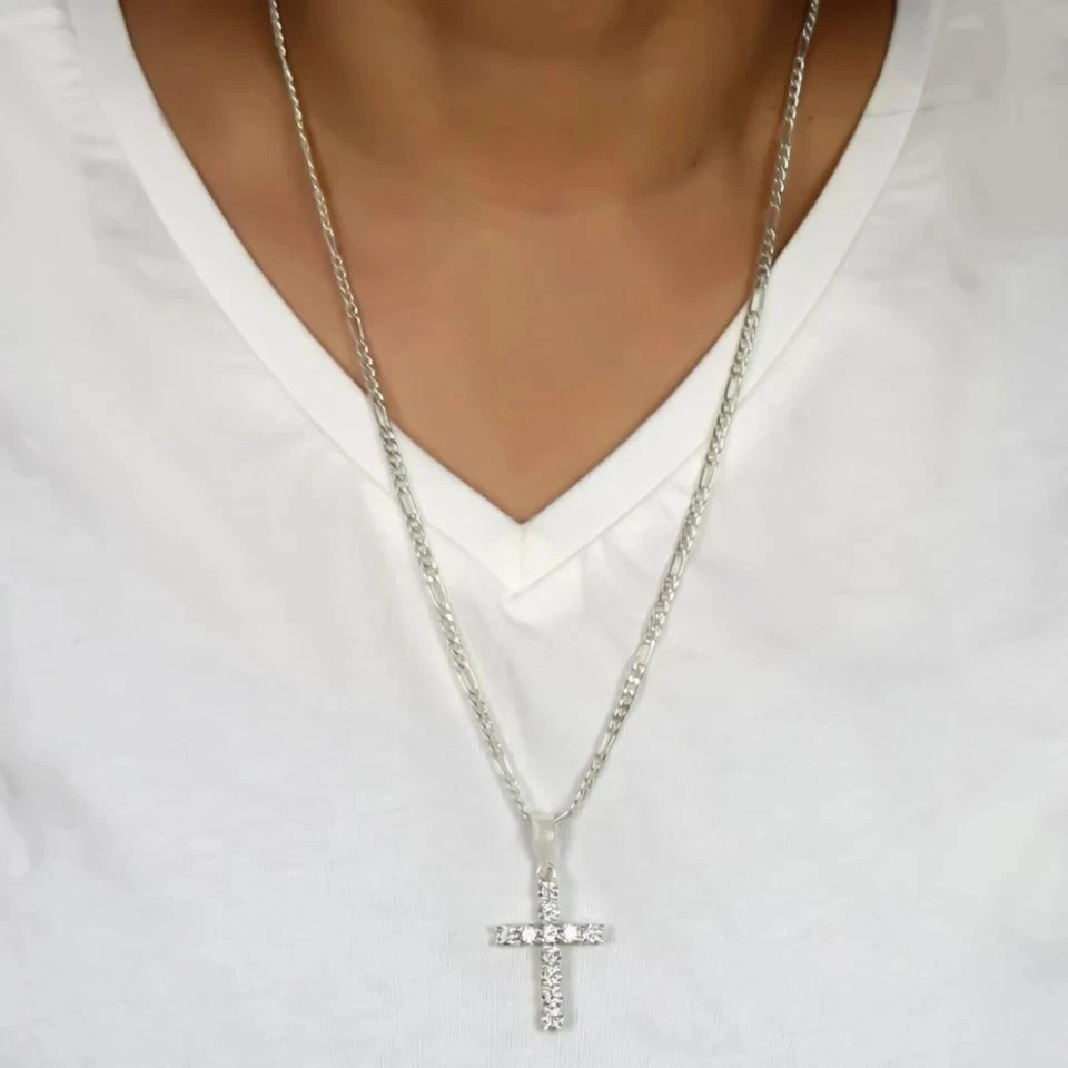 4.00 Ct Certified Round Cut White Diamond Cross Pendant In 14k White Gold
