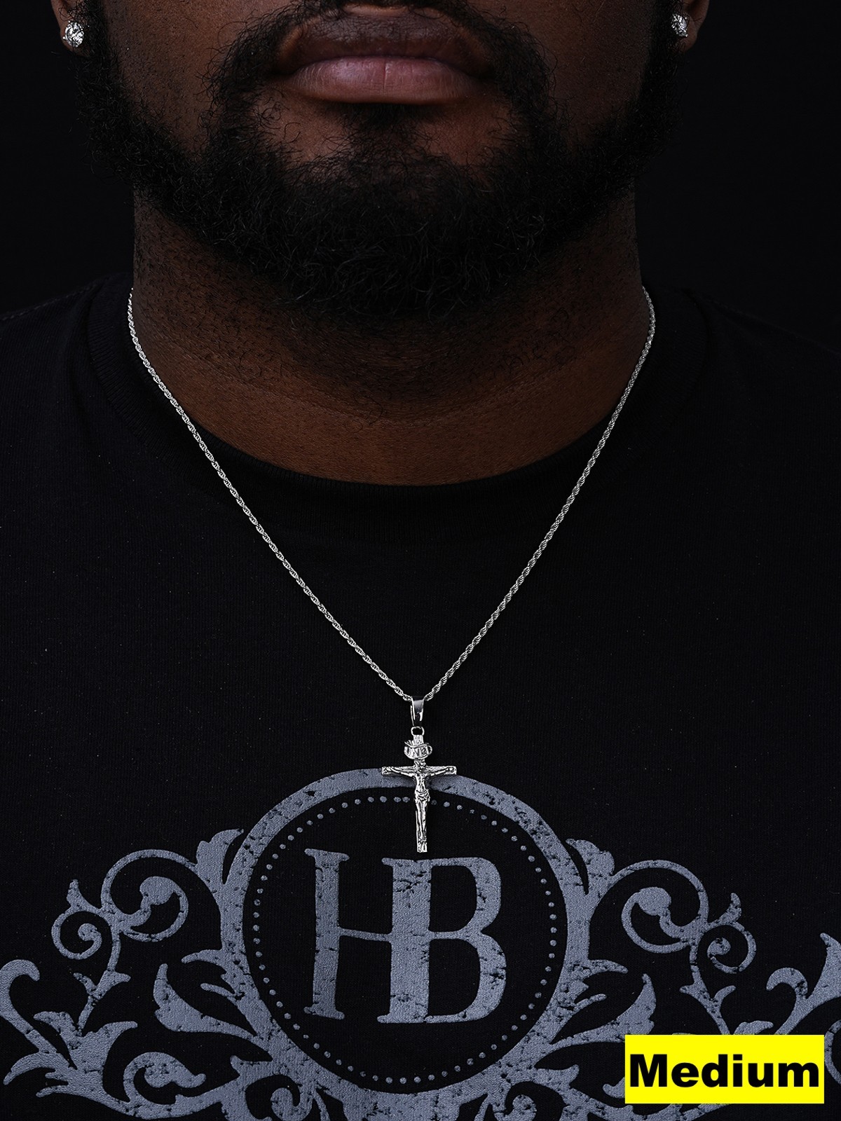 Real Solid 925 Sterling Silver Mens Cross Jesus Piece Crucifix Pendant Necklace