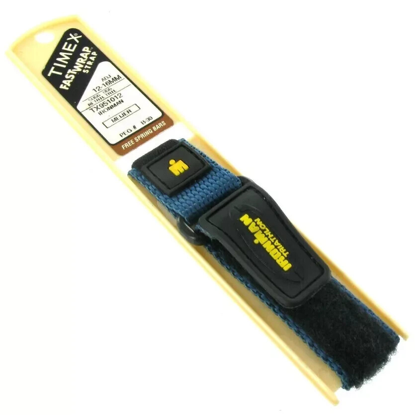 Timex Ironman Nylon Blue Black Yellow Ladies Sports Fast Wrap Watch Band 12-16mm