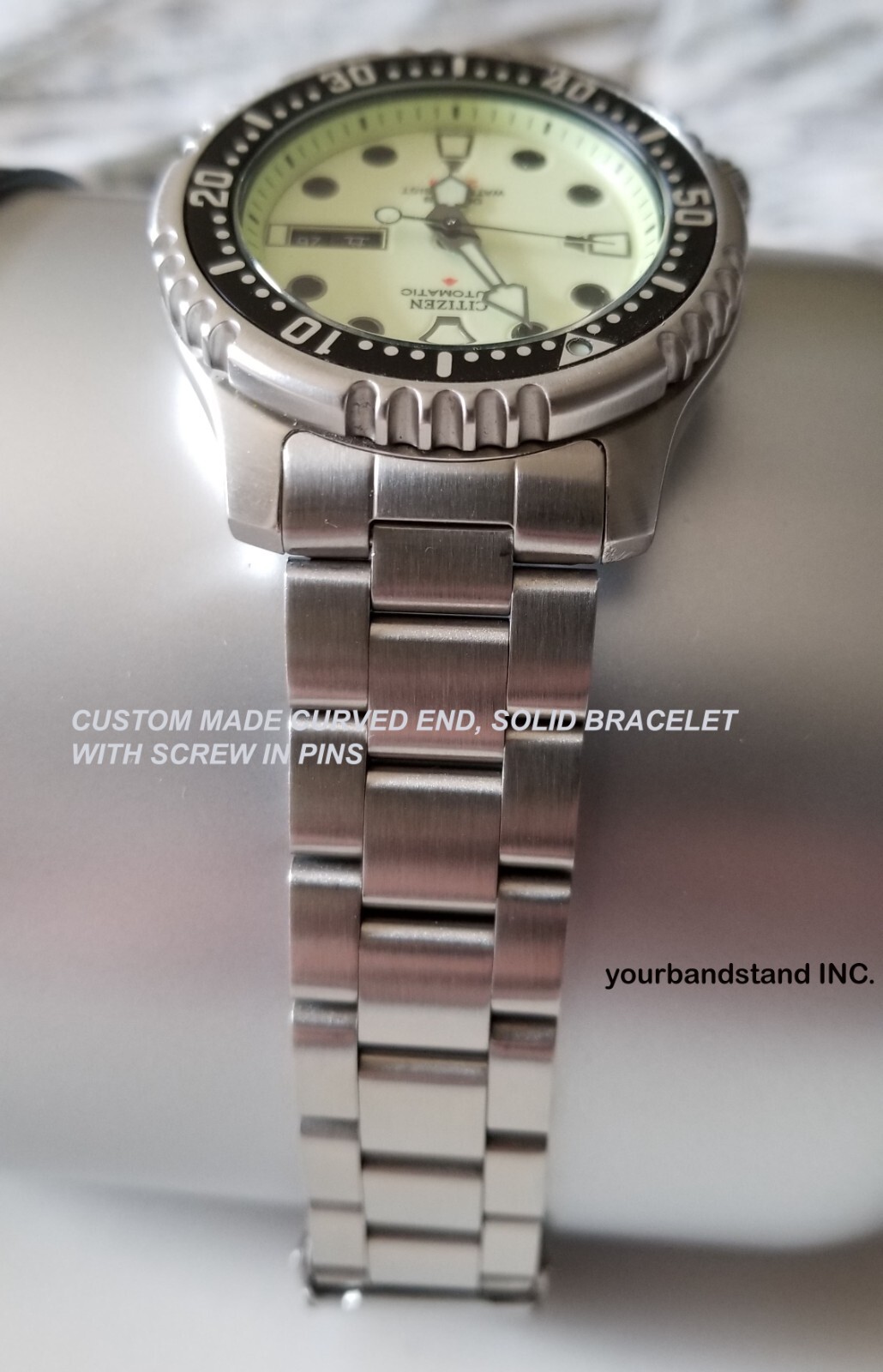 20mm Curved End Stainless Steel Bracelet For Citizen NY0040- 09w 17l 50w 09ee