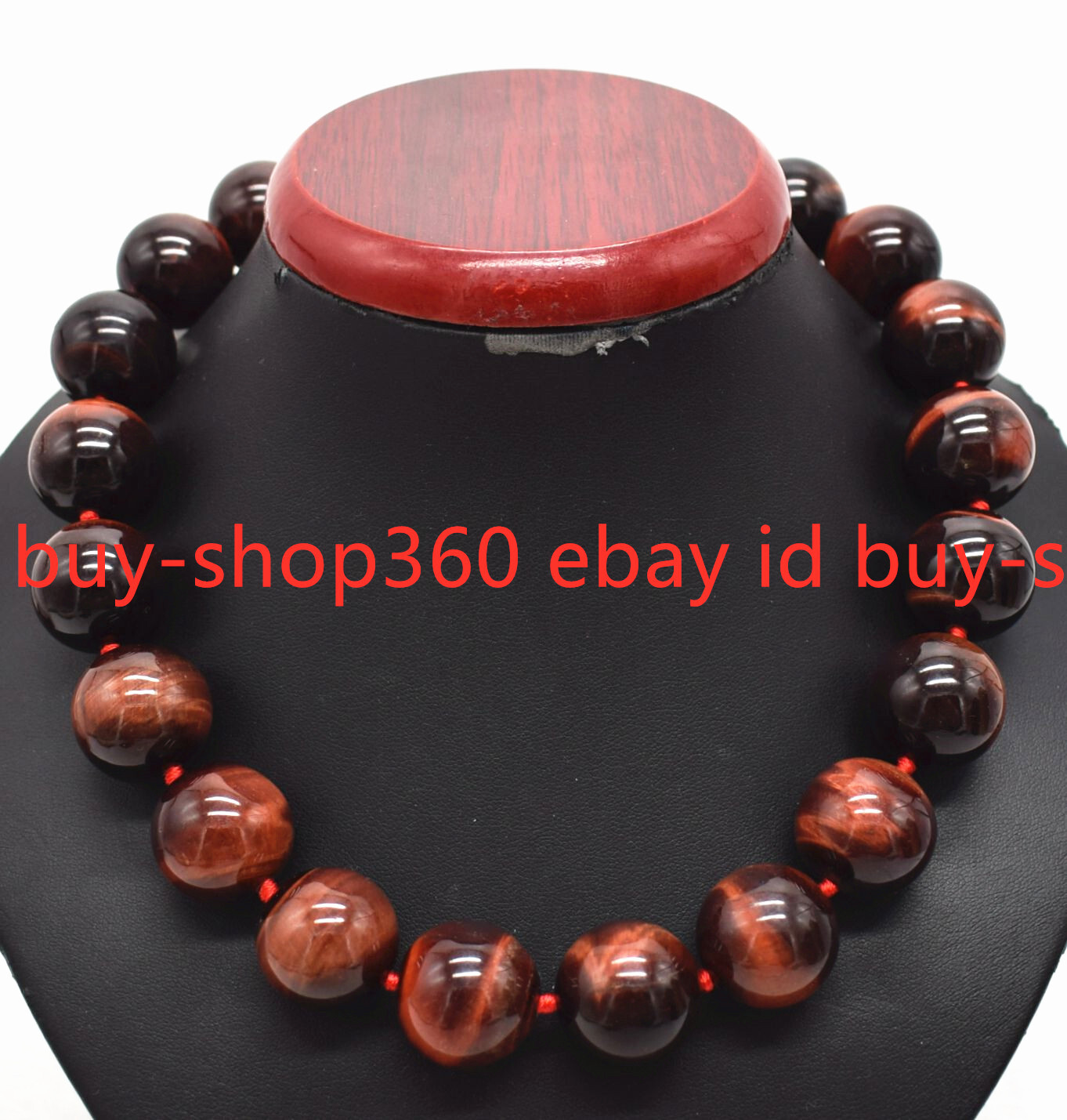 100% Natural 14-20mm Natural Red Tiger’s Eye Gemstone Round Necklace 16-36 in