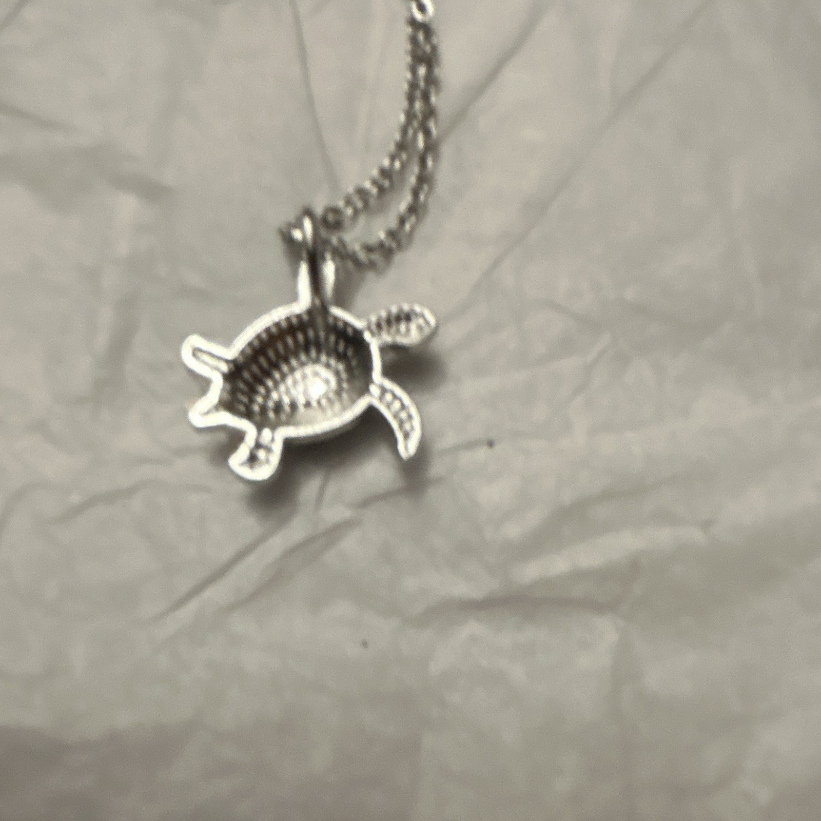 Silver Tone Cable Chain Necklace Purple Stone Turtle Charm Pendant Lobster Clasp
